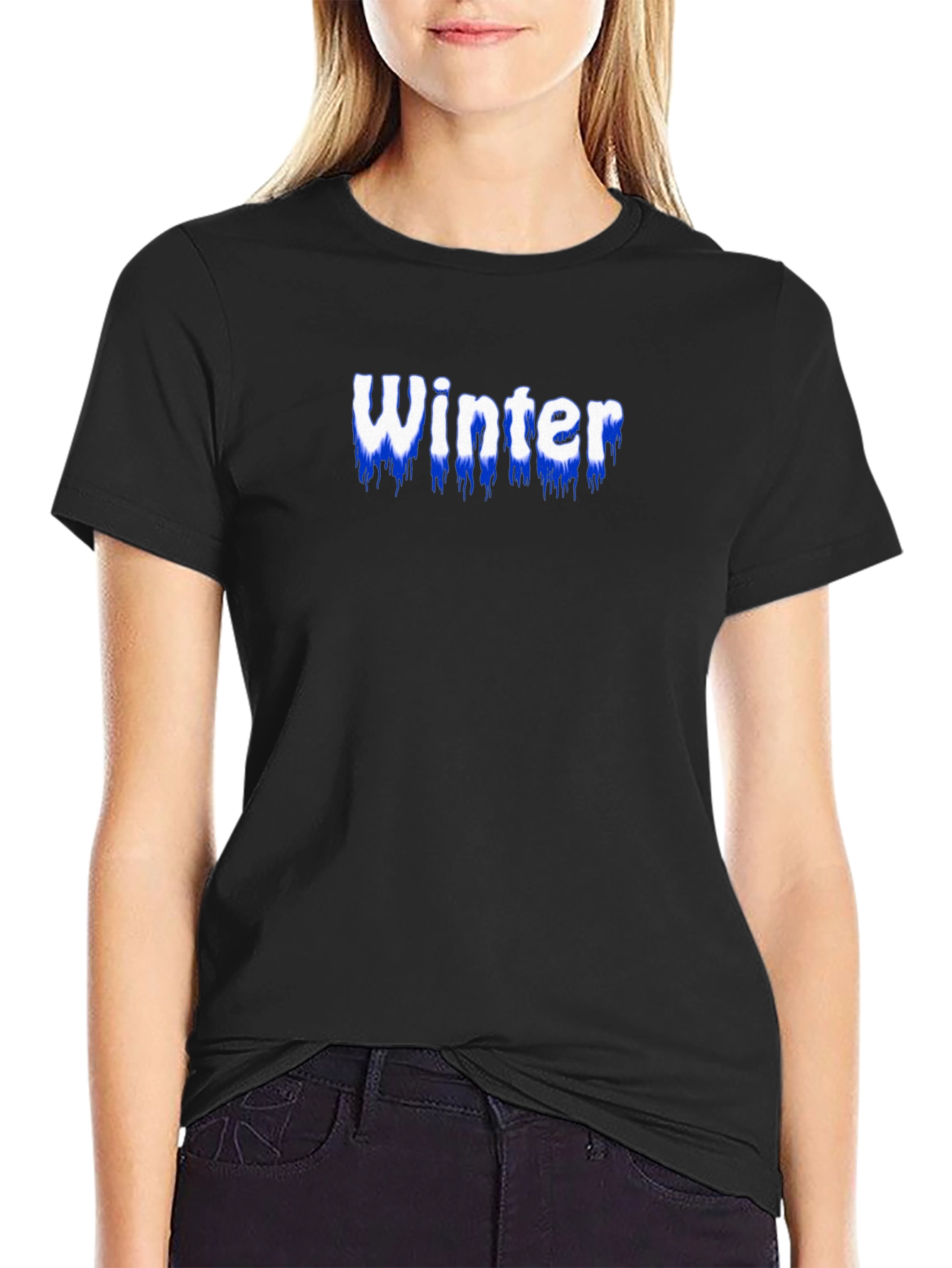 Winter Text Graphic Black T-Shirt