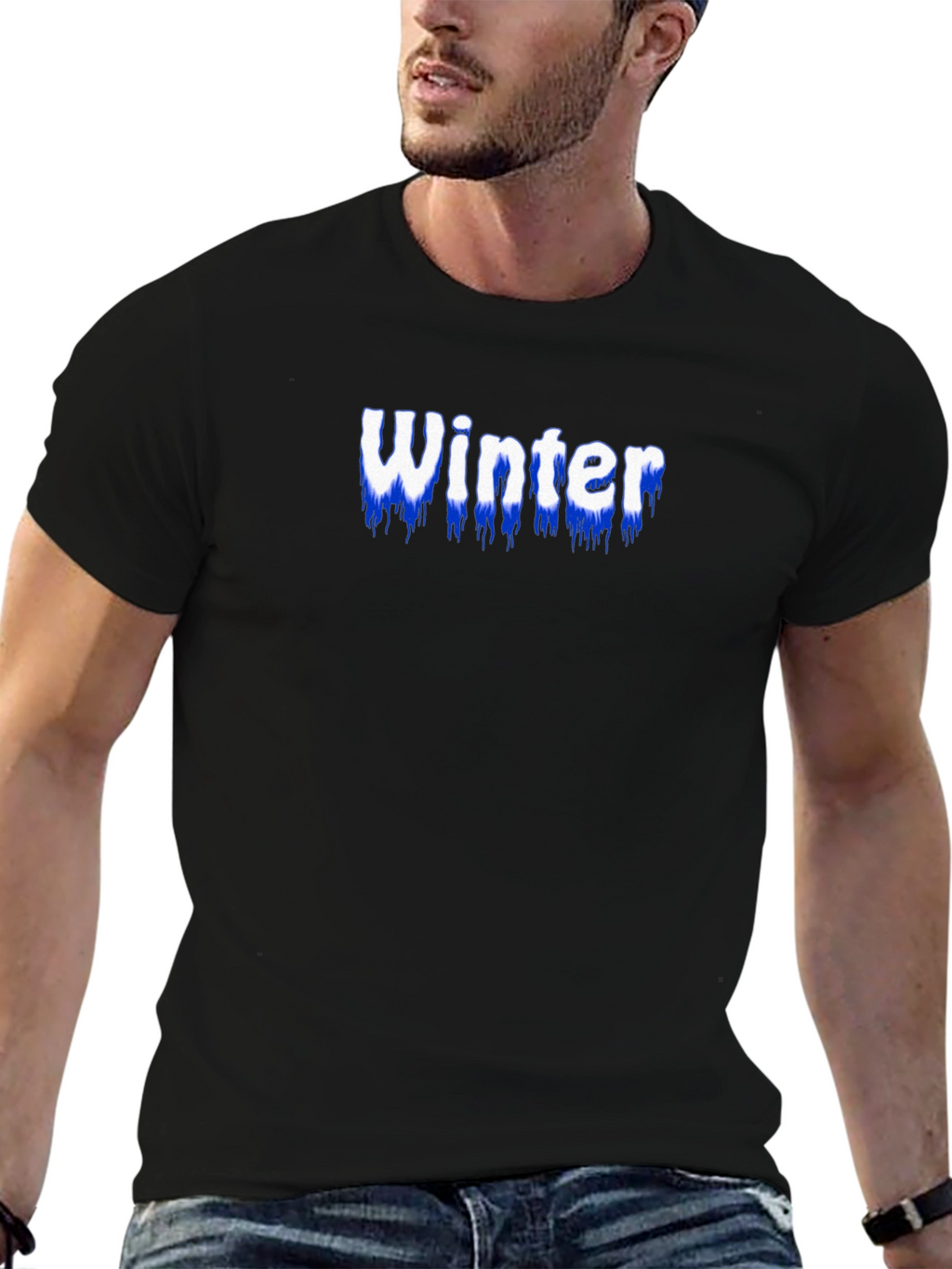 Winter Text Graphic Black T-Shirt