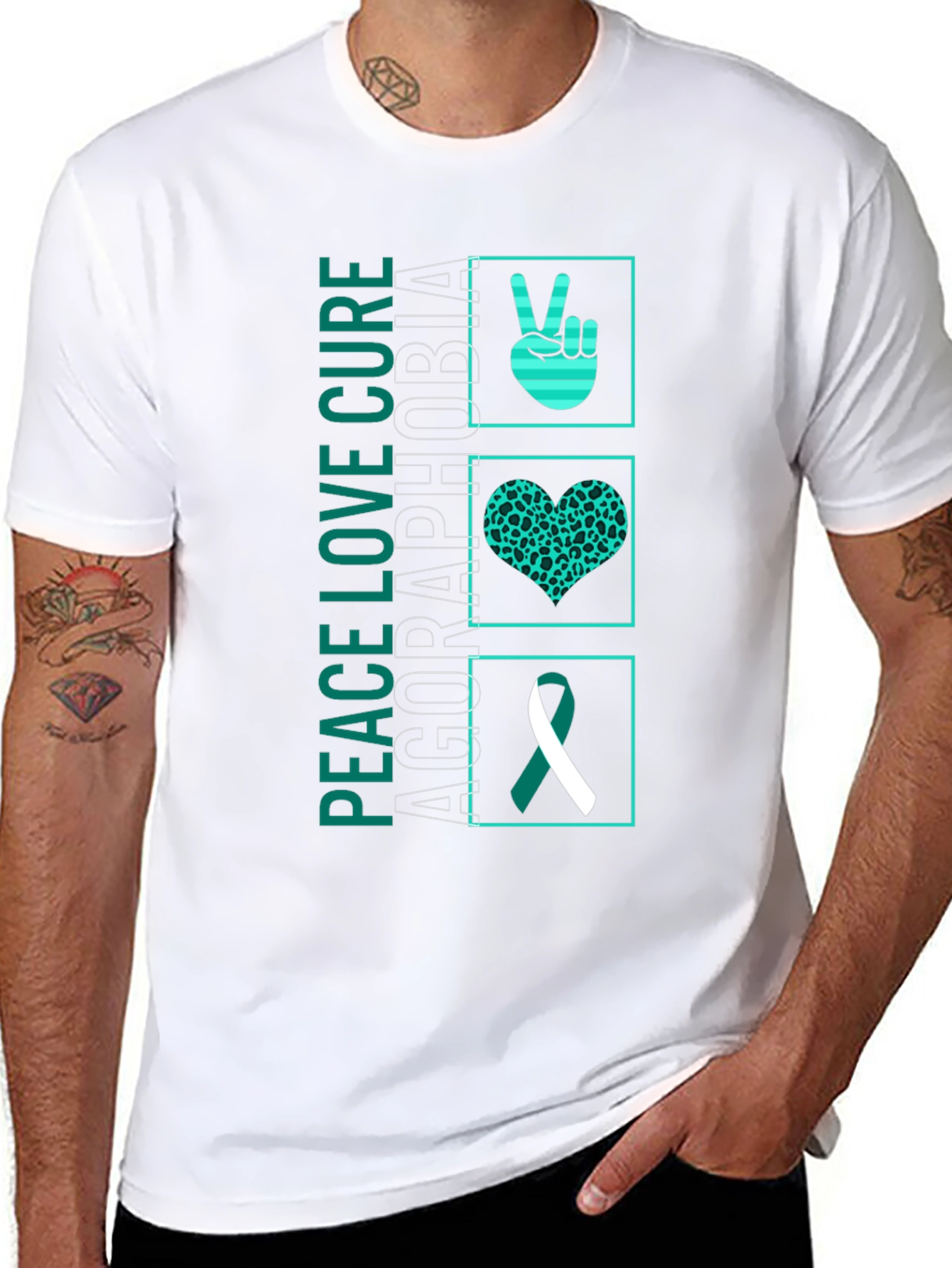 Agoraphobia Awareness T-Shirt: Peace Love Cure