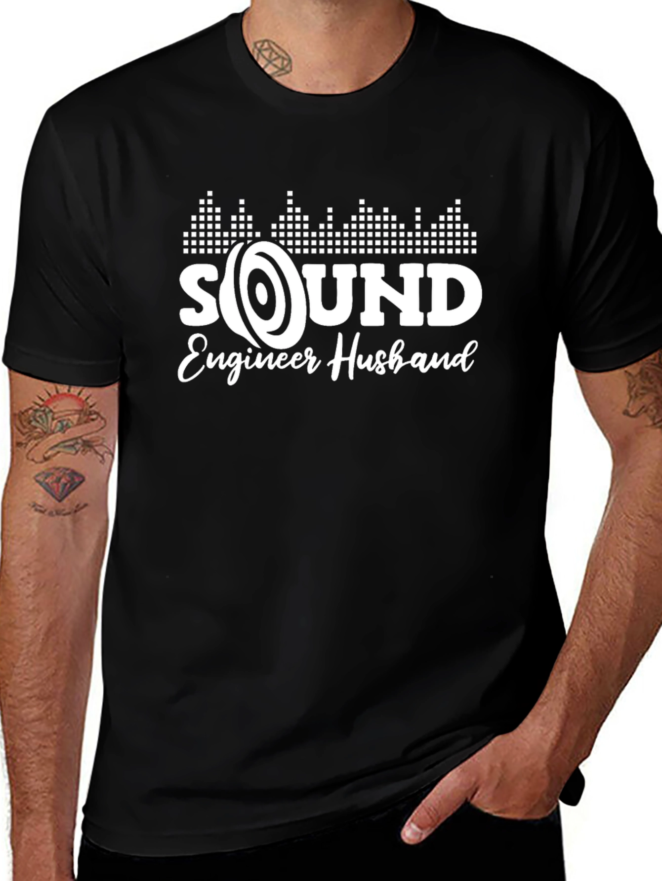 Sound Engineer Husband T-Shirt - Black Crew Neck Tee