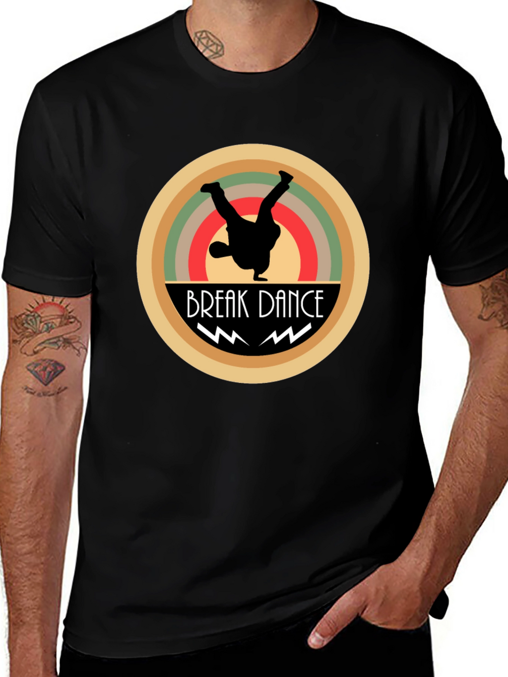 Break Dance Graphic Tee - Black Cotton T-Shirt