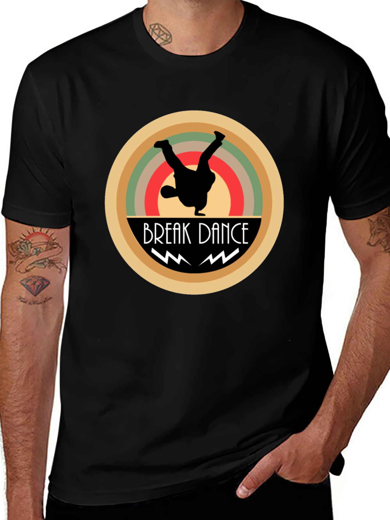 Break Dance Graphic Tee - Black Cotton T-Shirt