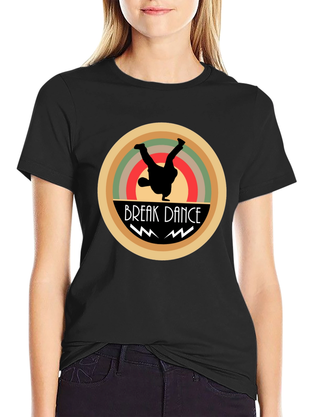 Break Dance Graphic Tee - Black Cotton T-Shirt