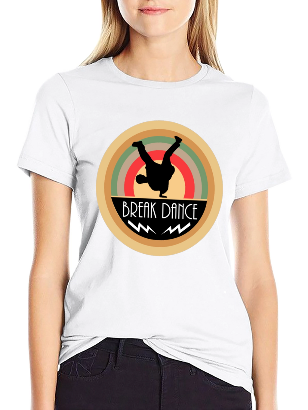 Break Dance Graphic Tee - Black Cotton T-Shirt