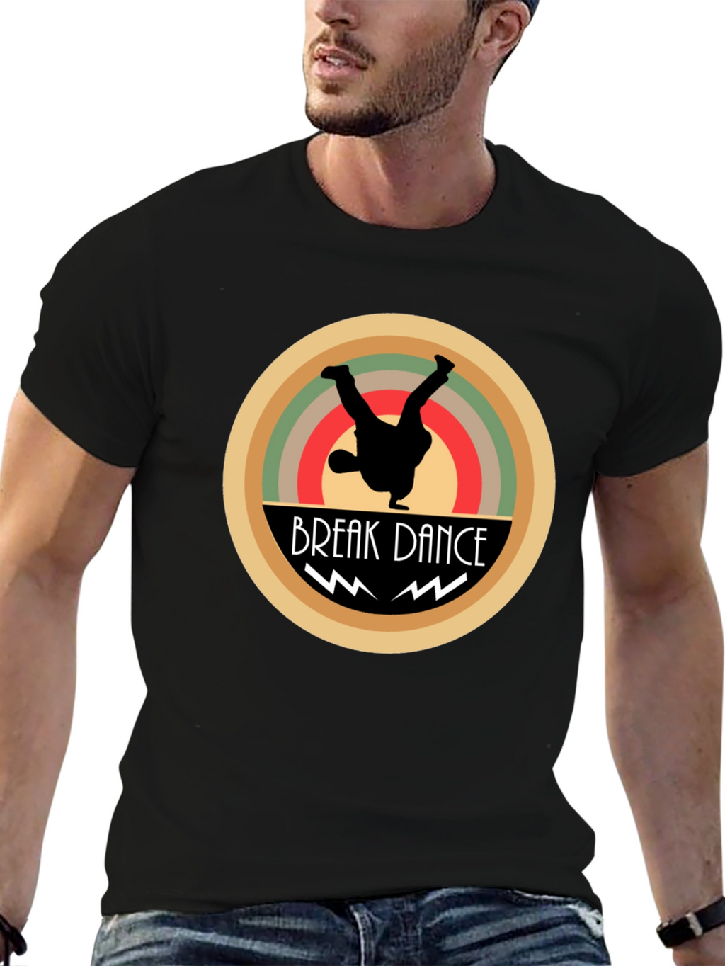 Break Dance Graphic Tee - Black Cotton T-Shirt