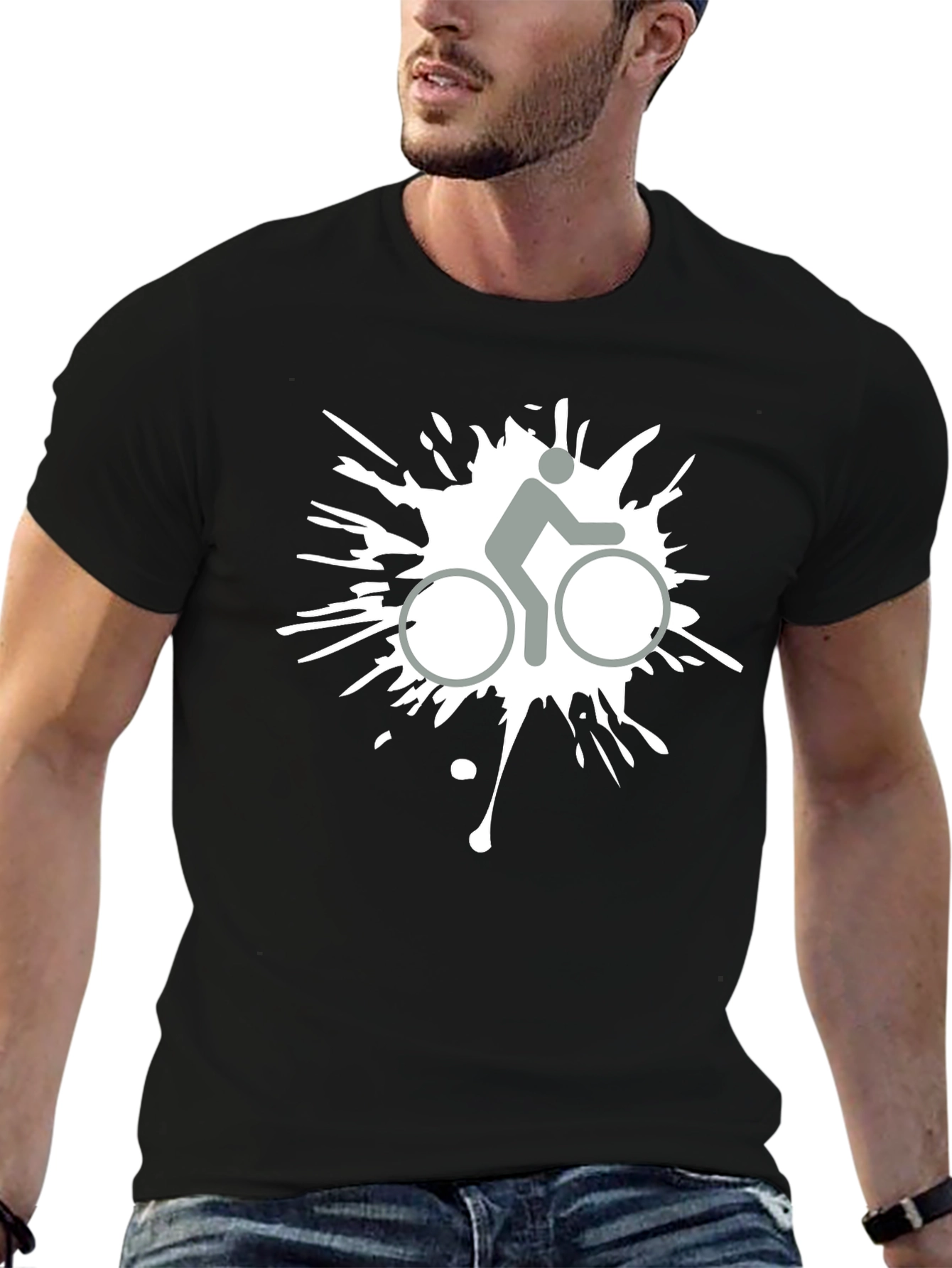 Biker Splatter Graphic Tee - Cool Casual Style