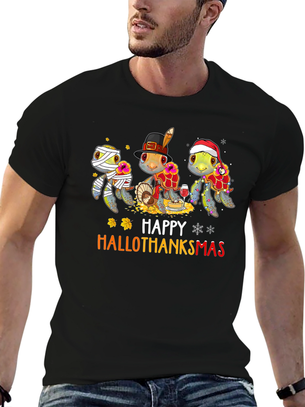 Happy Hallothanksmas Turtle T-Shirt