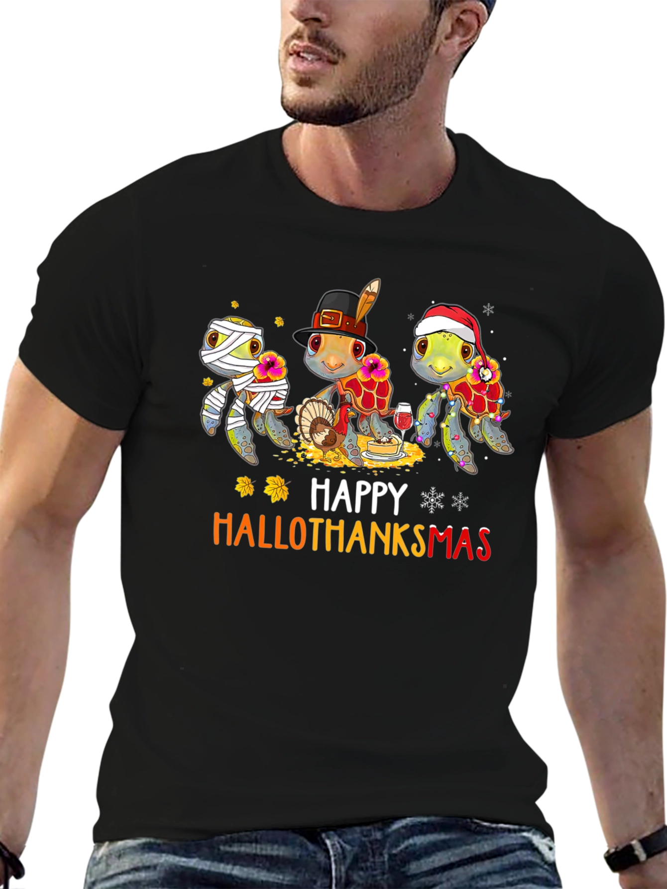Happy Hallothanksmas Turtle T-Shirt