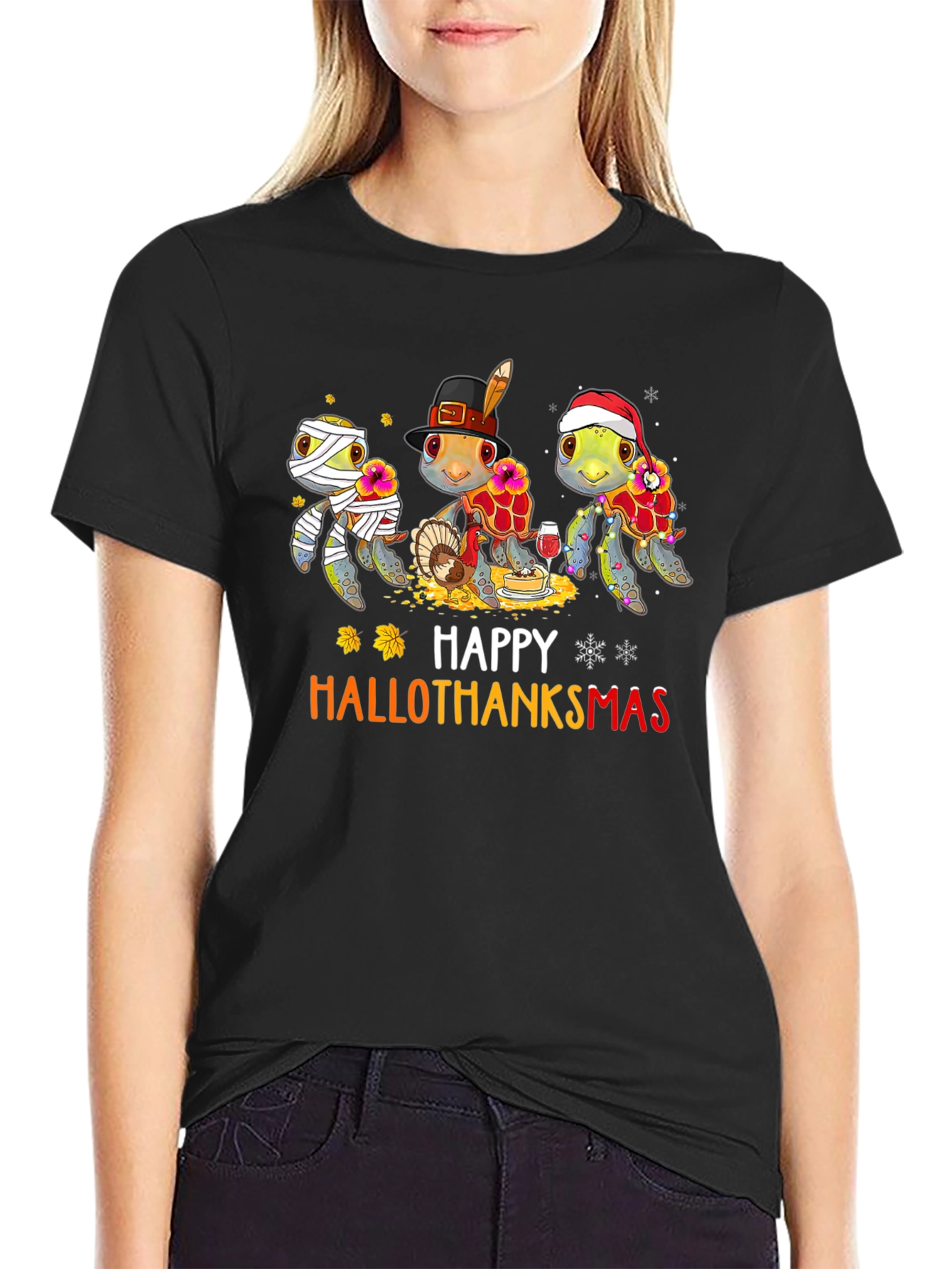 Happy Hallothanksmas Turtle T-Shirt