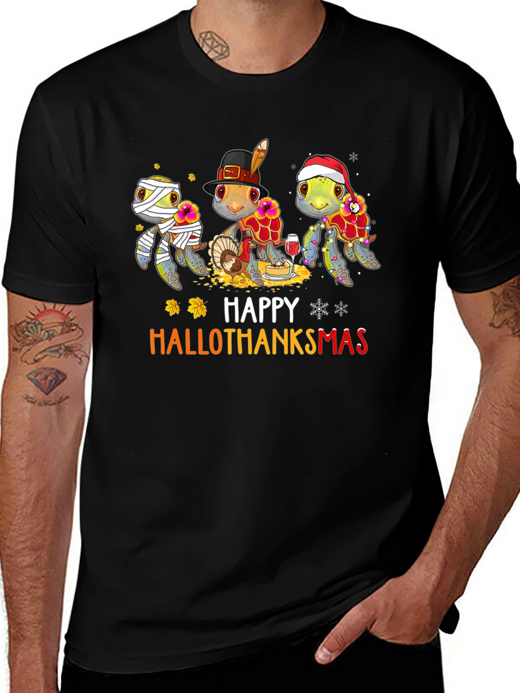 Happy Hallothanksmas Turtle T-Shirt