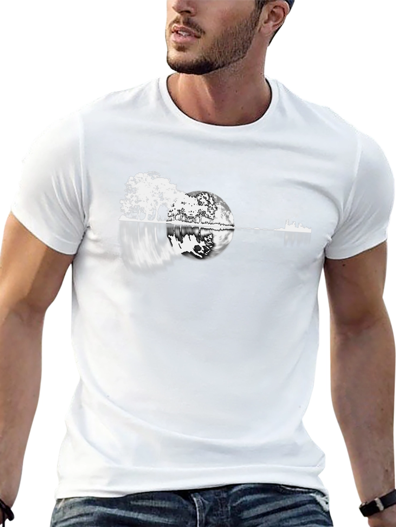 Guitar Landscape Black T-Shirt