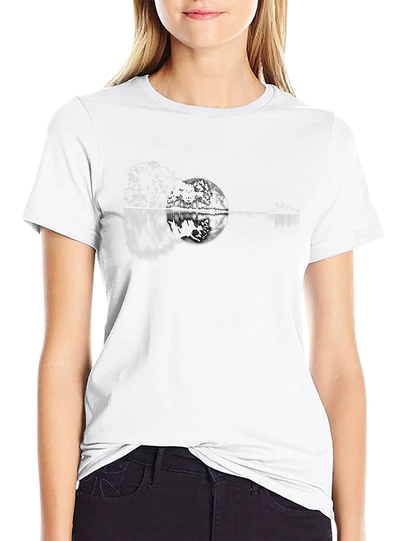 Guitar Landscape Black T-Shirt