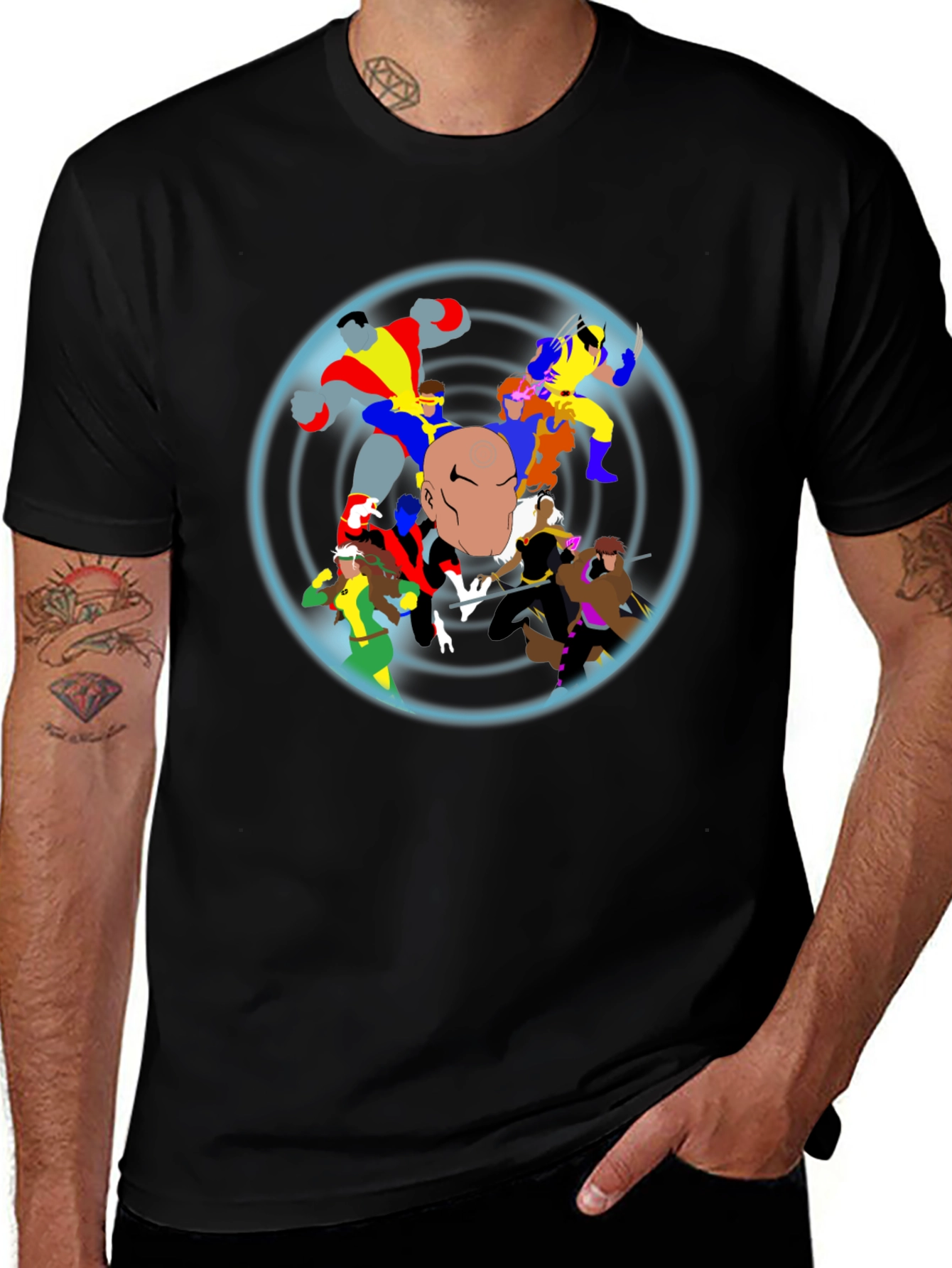 X-Men Cartoon Graphic Black T-Shirt