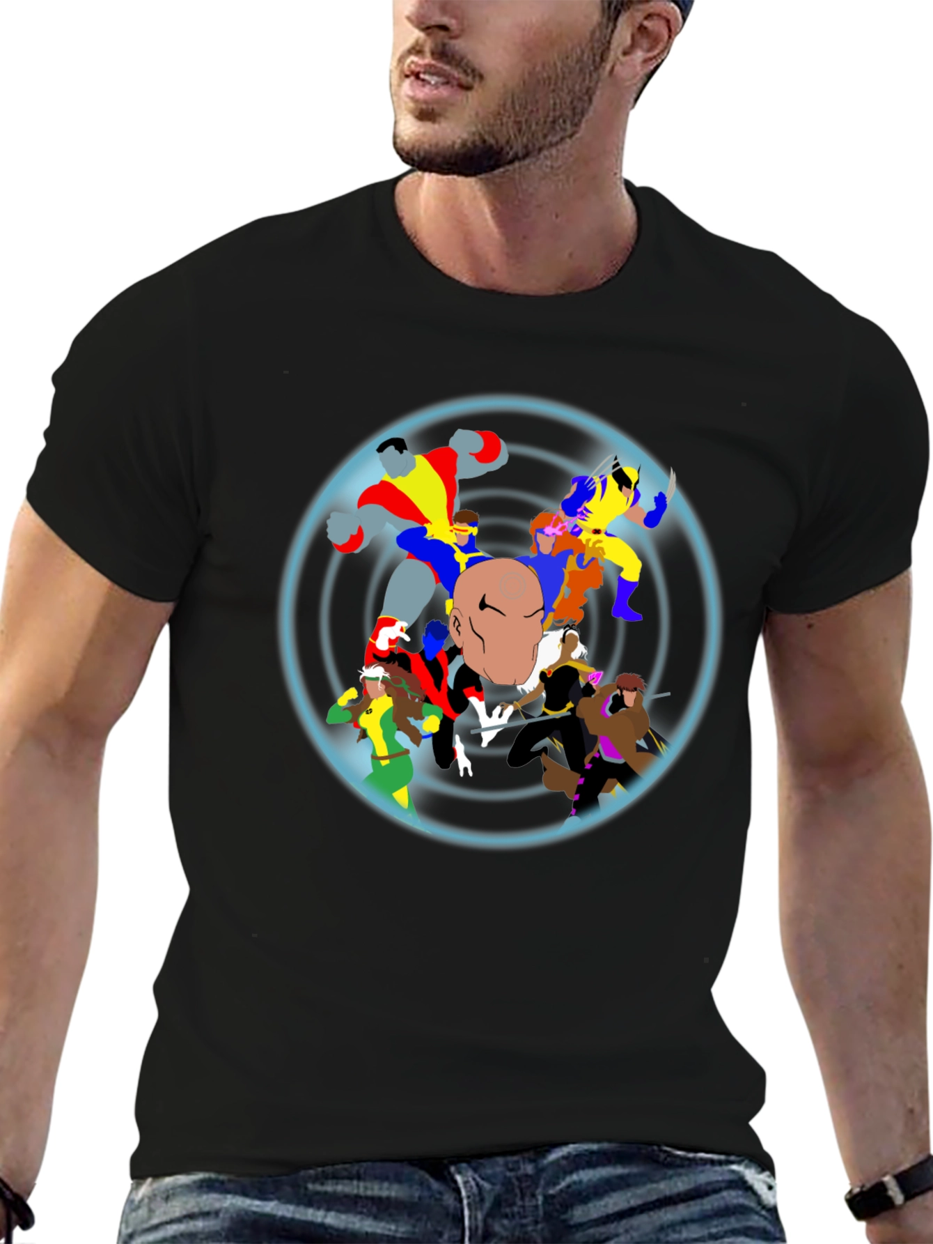 X-Men Cartoon Graphic Black T-Shirt