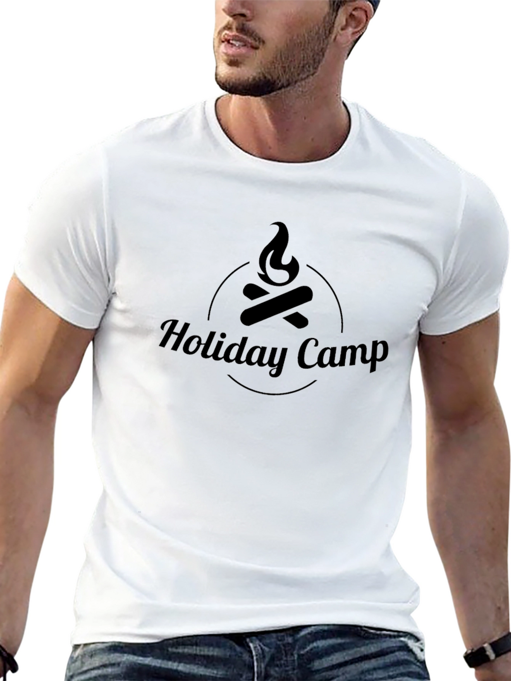 Holiday Camp T-Shirt - Black Campfire Design