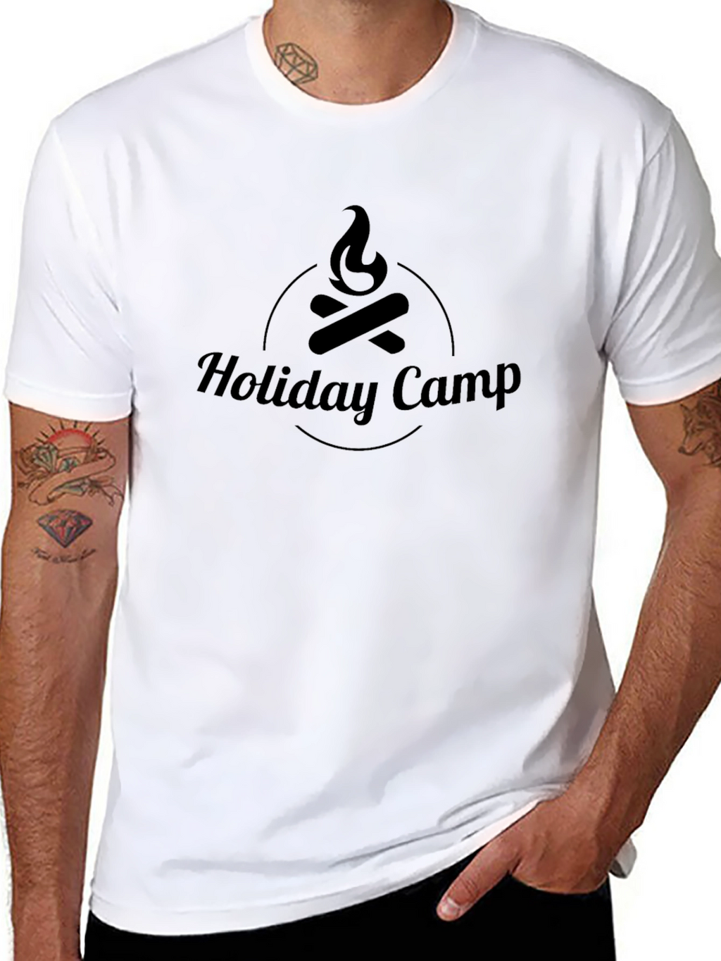 Holiday Camp T-Shirt - Black Campfire Design