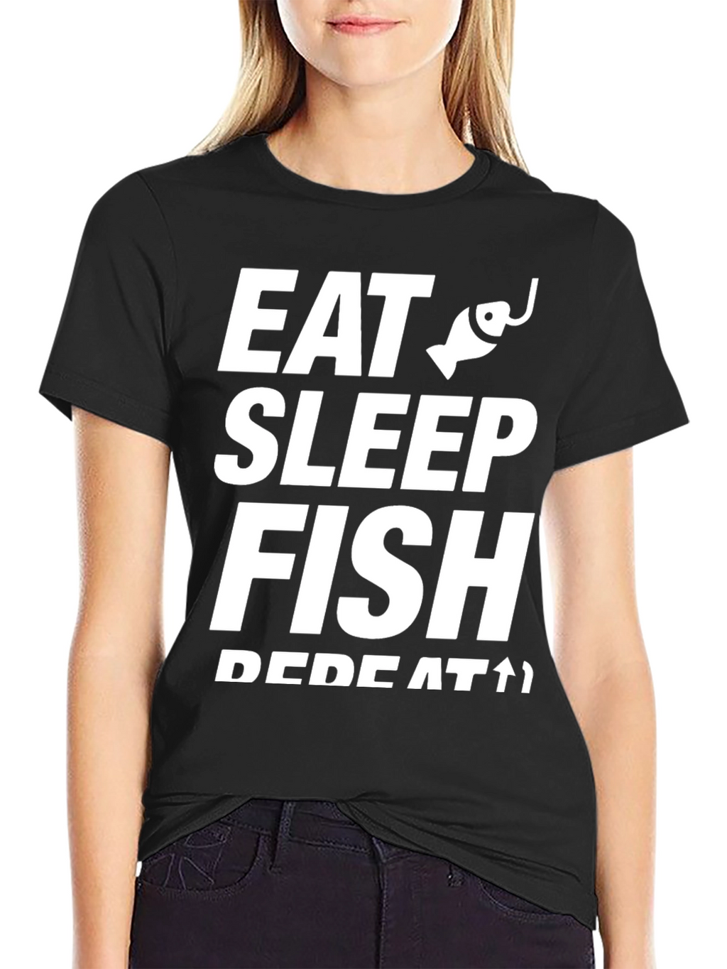 Eat Sleep Fish Repeat T-Shirt - Black Cotton Tee