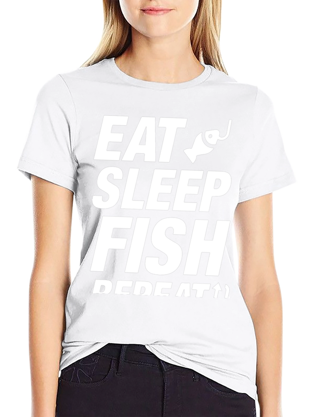 Eat Sleep Fish Repeat T-Shirt - Black Cotton Tee