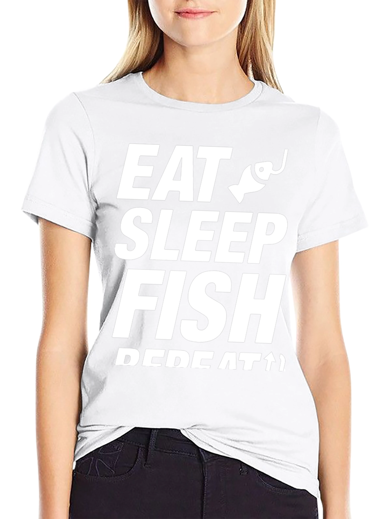 Eat Sleep Fish Repeat T-Shirt - Black Cotton Tee