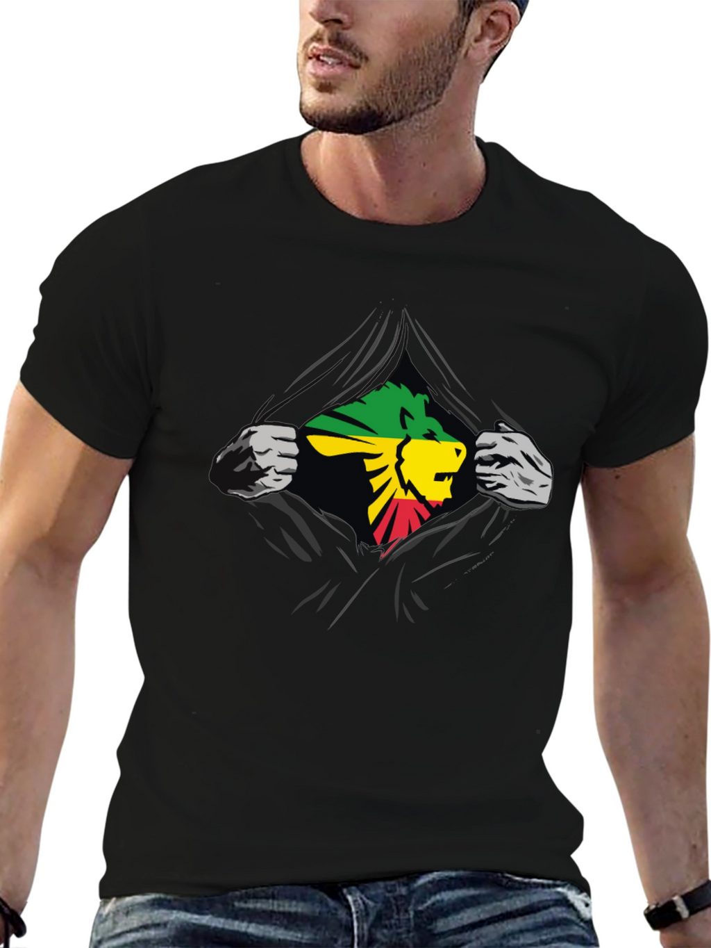 Rasta Lion Graphic Black T-Shirt