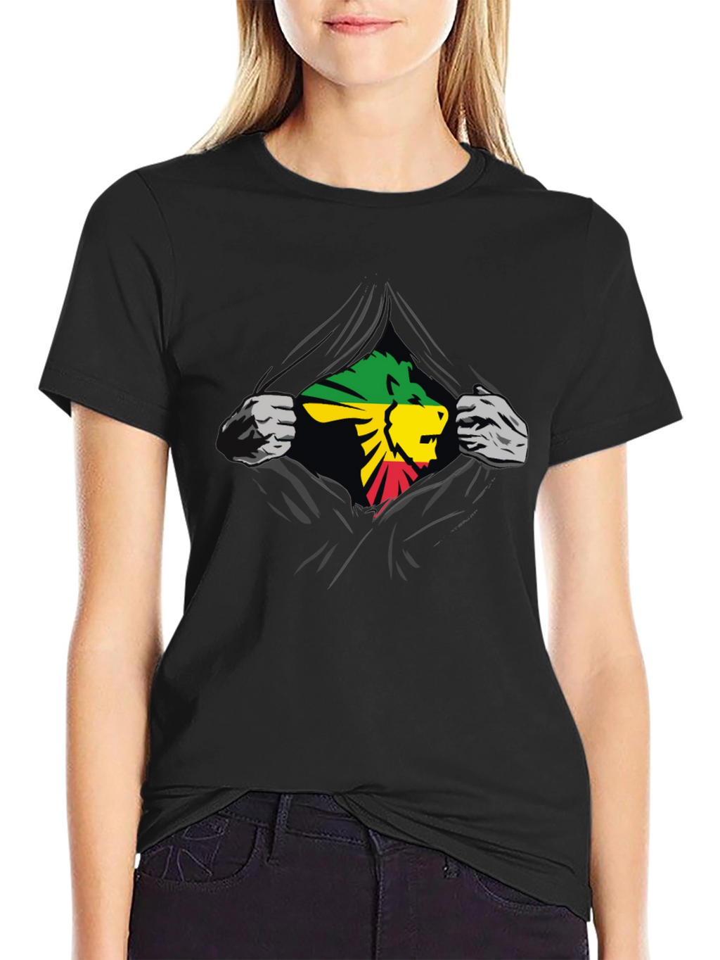 Rasta Lion Graphic Black T-Shirt
