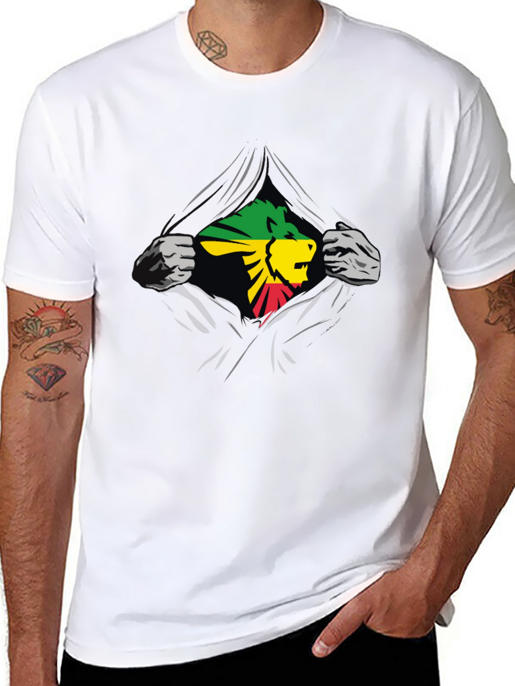 Rasta Lion Graphic Black T-Shirt