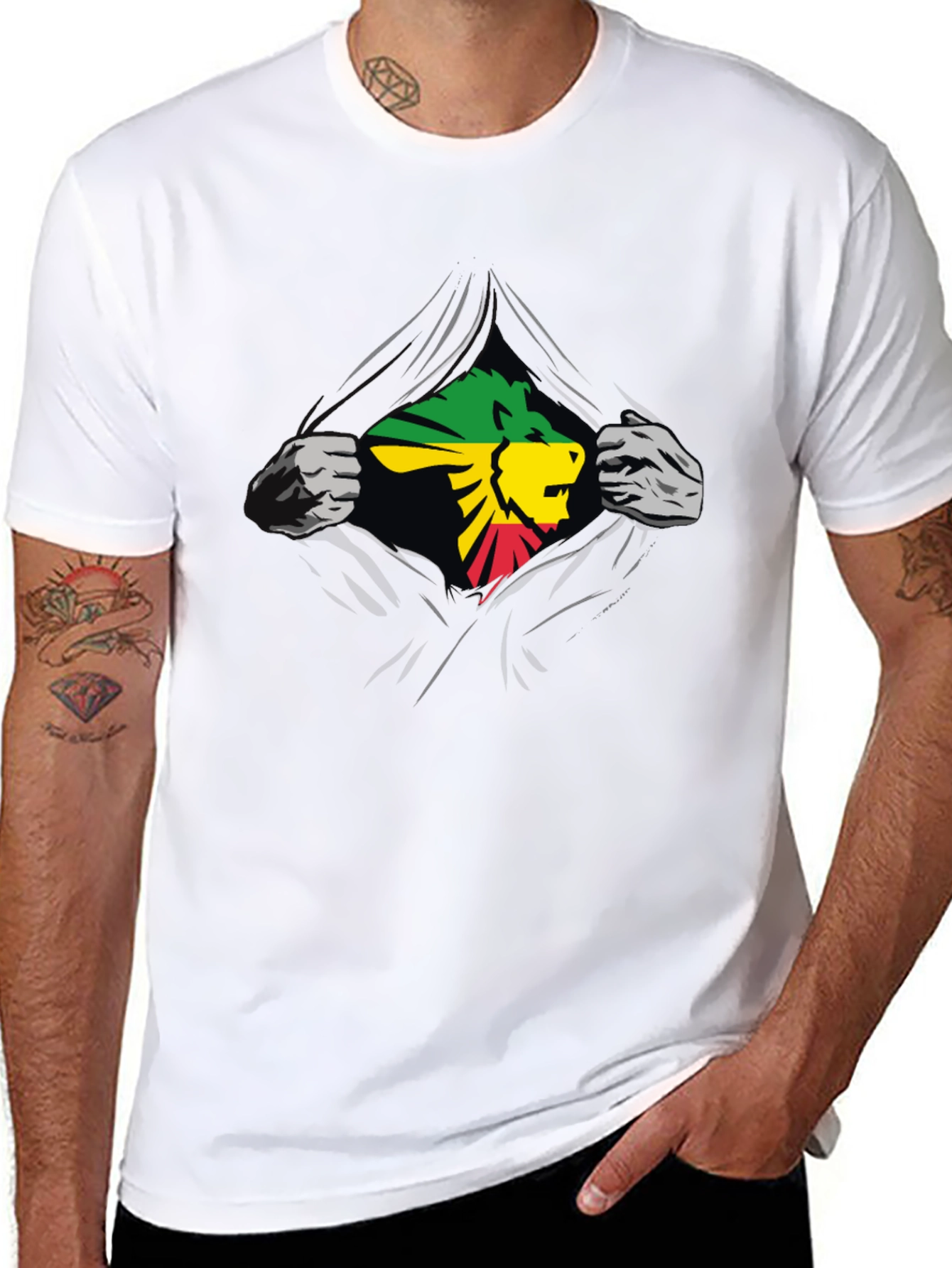 Rasta Lion Graphic Black T-Shirt