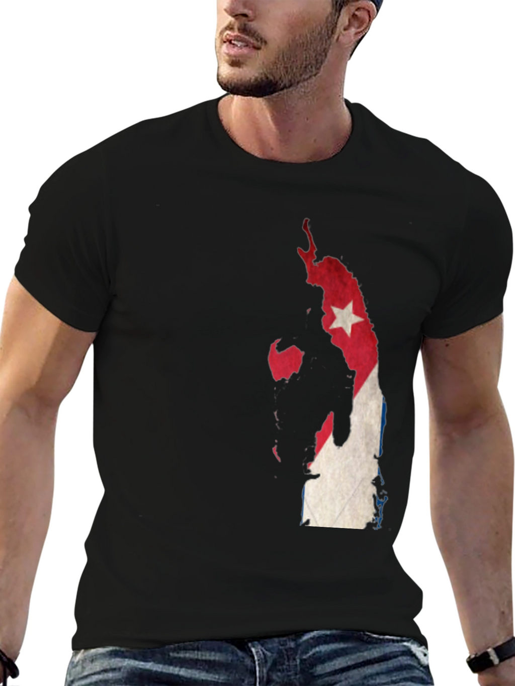 Cuba Map Flag Graphic T-Shirt - Mens Black Tee