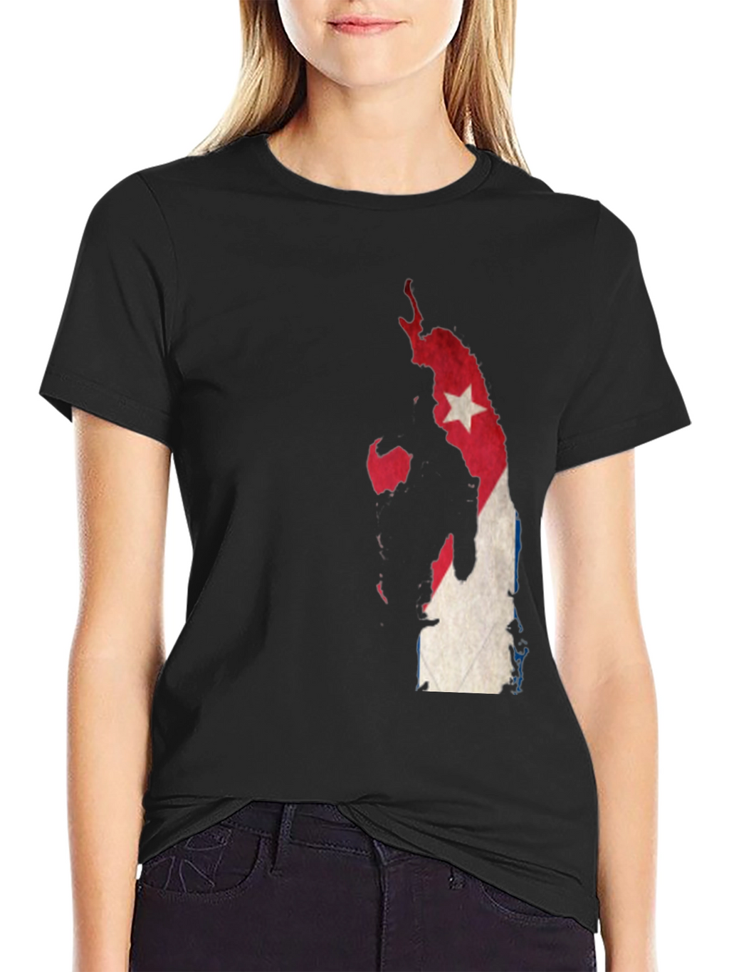 Cuba Map Flag Graphic T-Shirt - Mens Black Tee