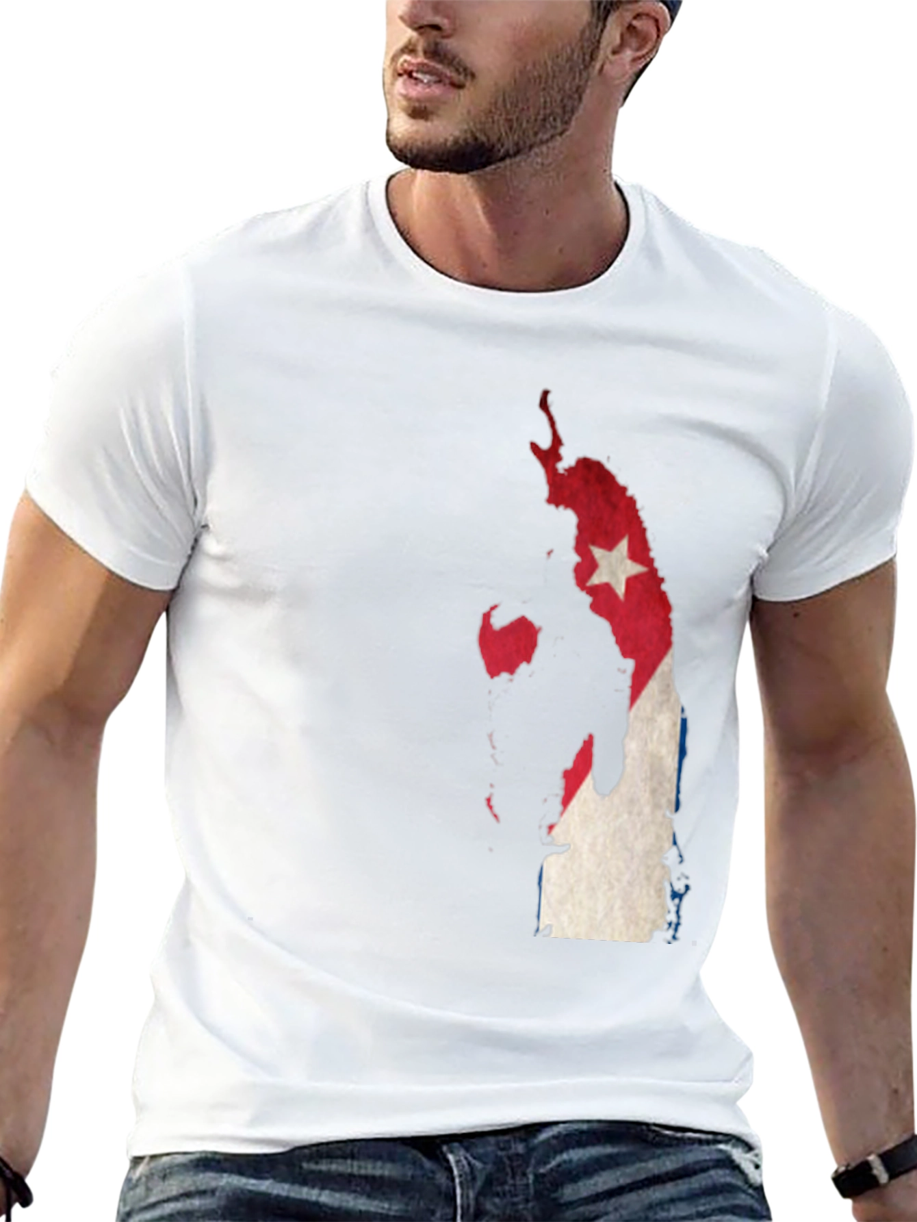 Cuba Map Flag Graphic T-Shirt - Mens Black Tee