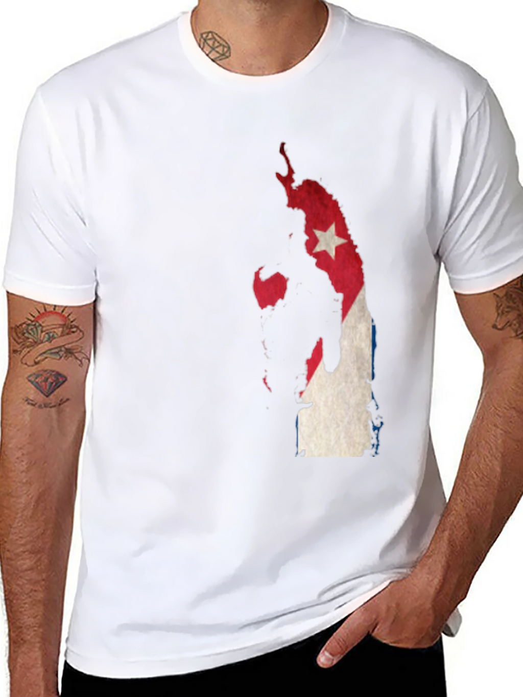 Cuba Map Flag Graphic T-Shirt - Mens Black Tee