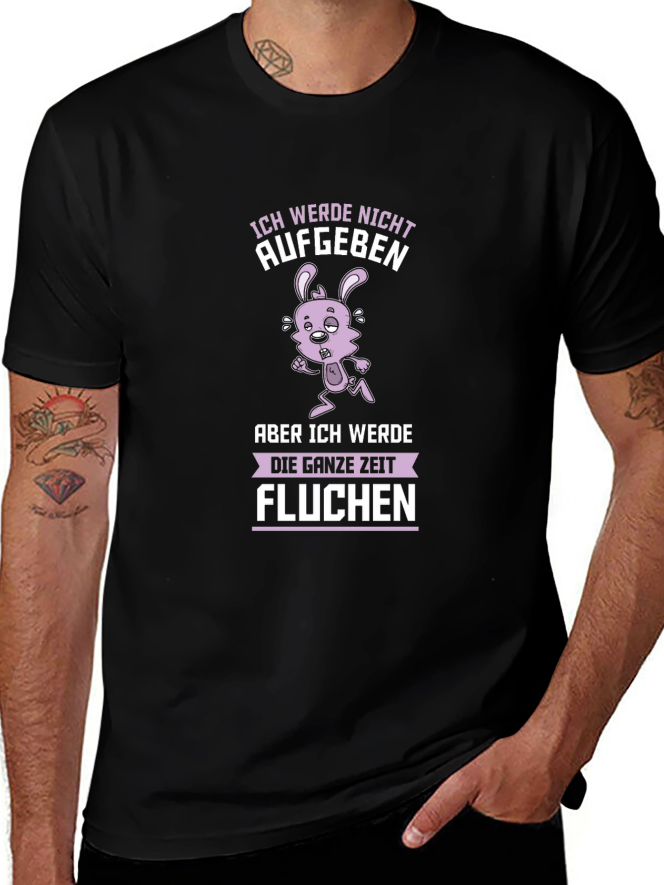 Funny Rabbit Run T-Shirt - Will Not Give Up Graphic Tee
