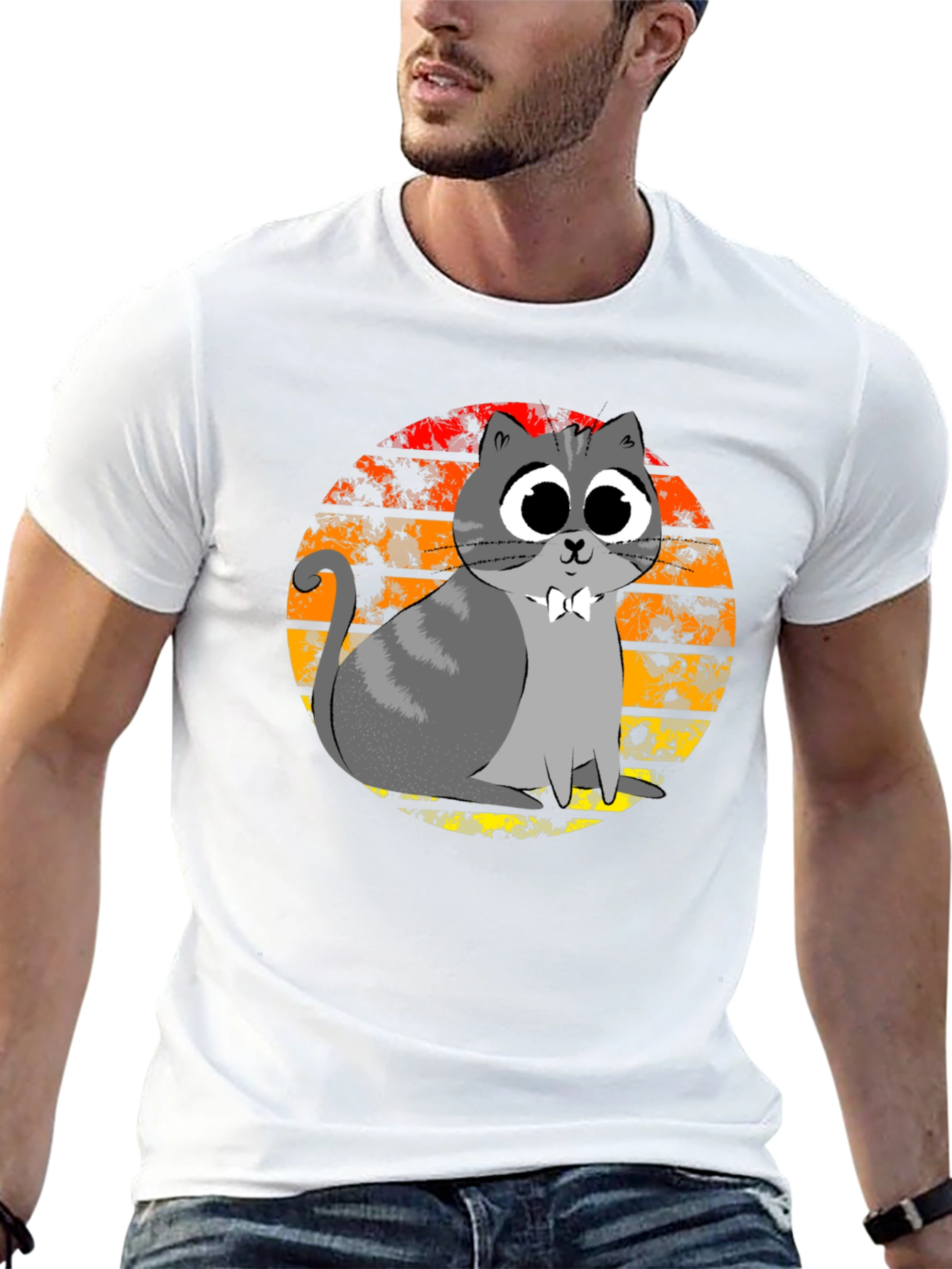 Cute Cat Sunset Graphic T-Shirt - Unique Design!