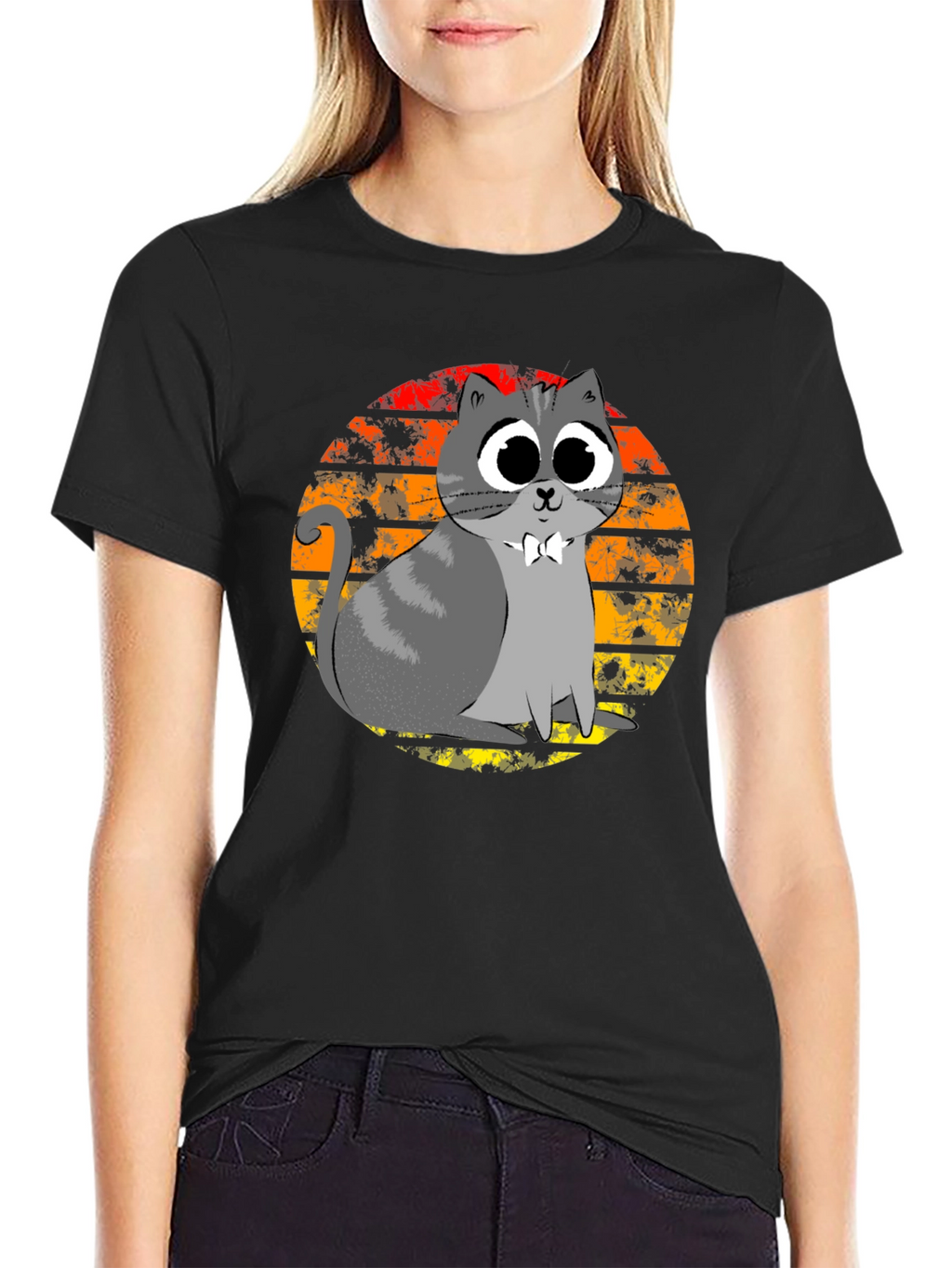 Cute Cat Sunset Graphic T-Shirt - Unique Design!