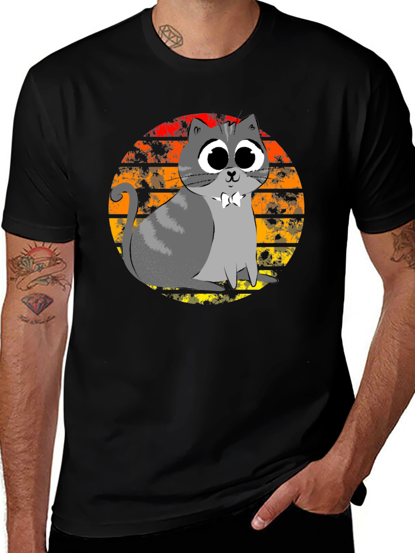 Cute Cat Sunset Graphic T-Shirt - Unique Design!