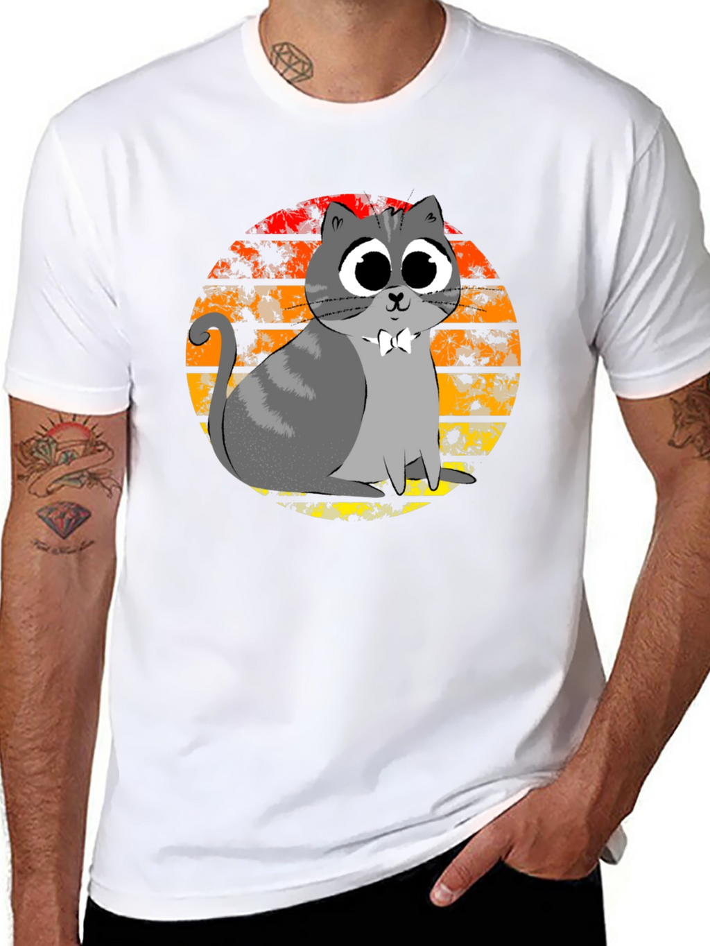Cute Cat Sunset Graphic T-Shirt - Unique Design!