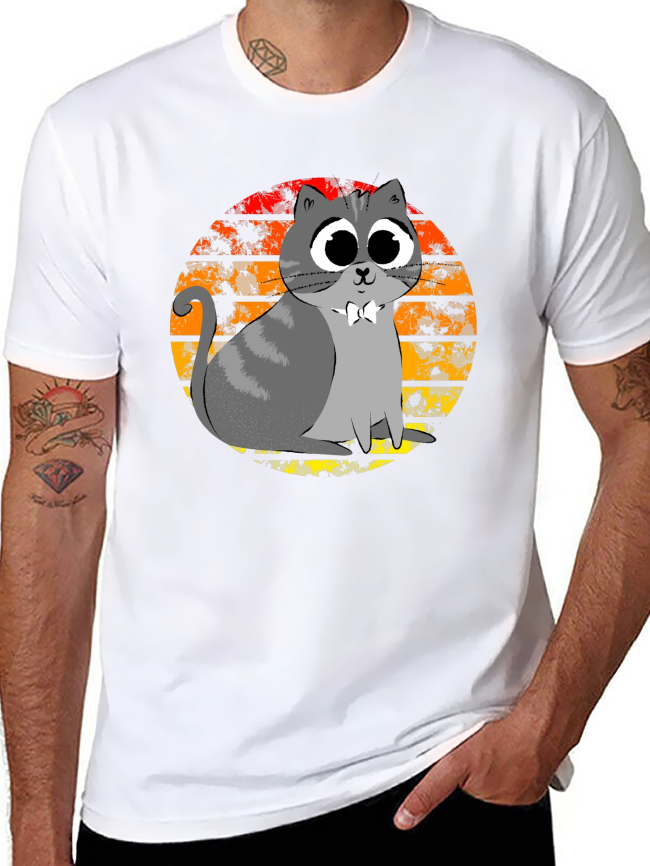 Cute Cat Sunset Graphic T-Shirt - Unique Design!
