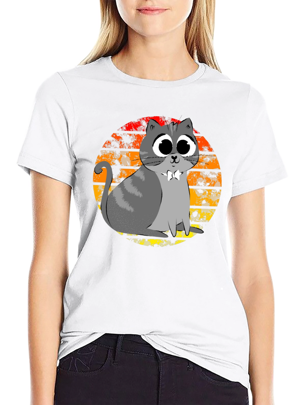 Cute Cat Sunset Graphic T-Shirt - Unique Design!