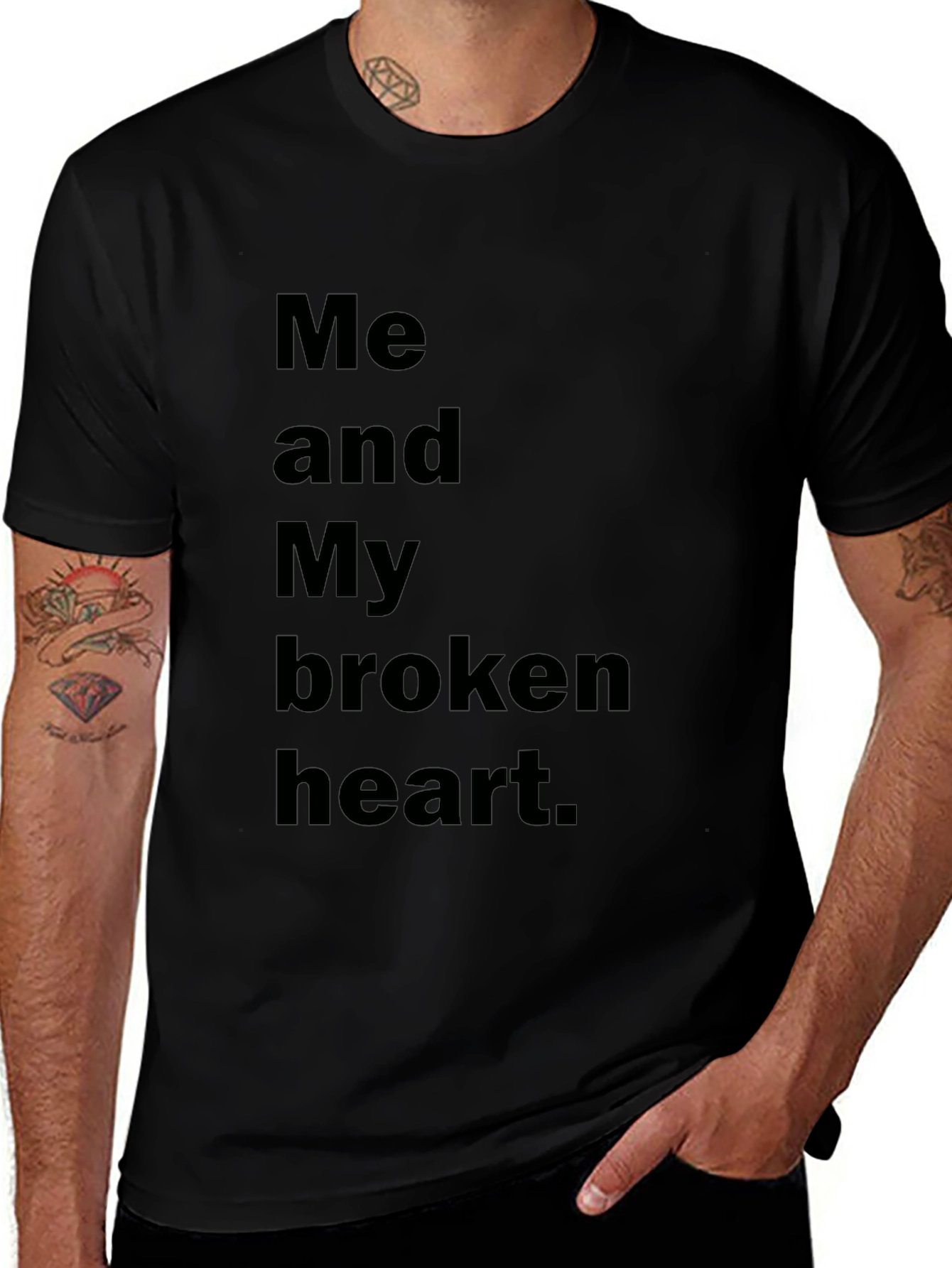 Broken Heart Graphic Black T-Shirt