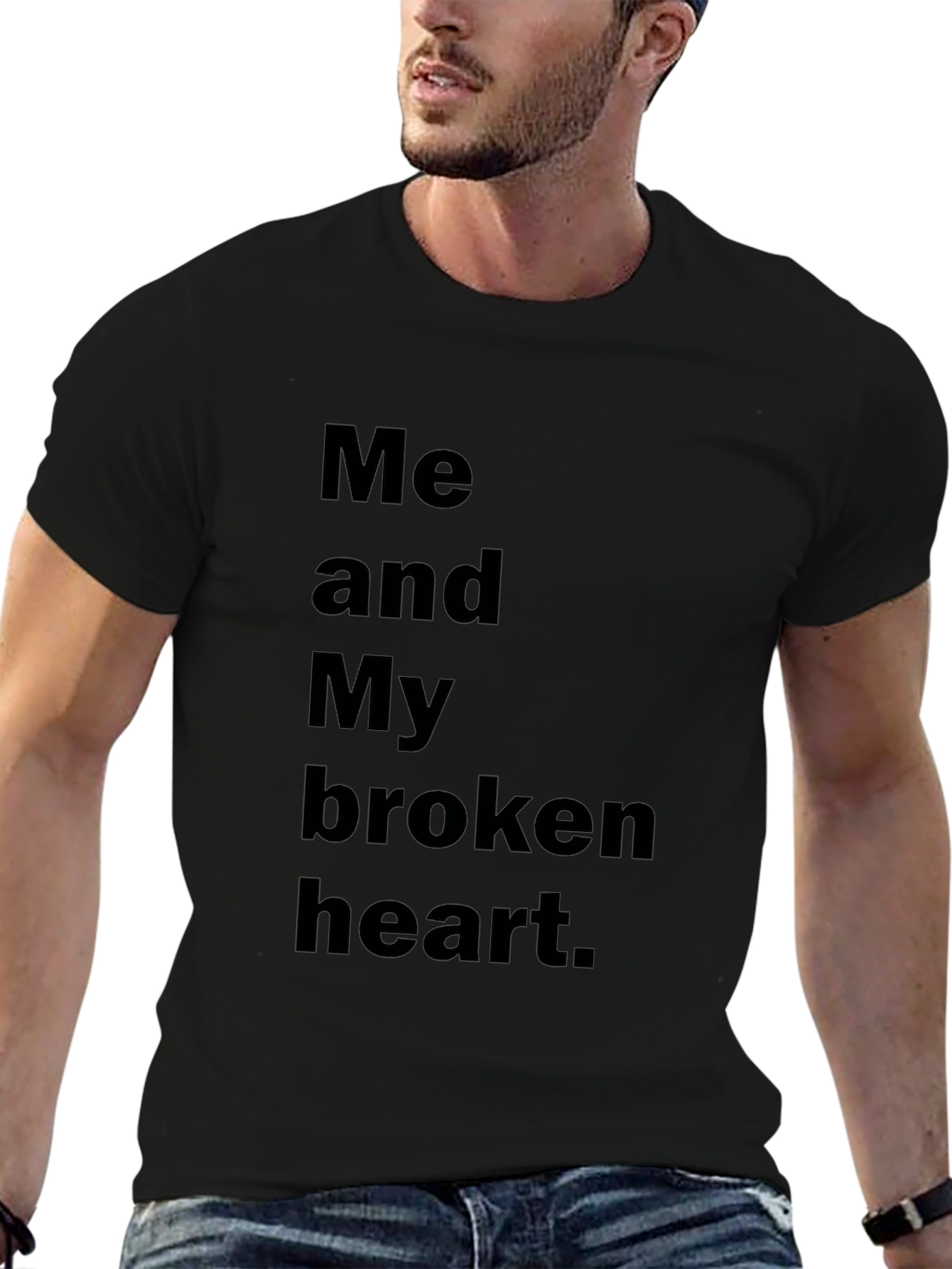 Broken Heart Graphic Black T-Shirt