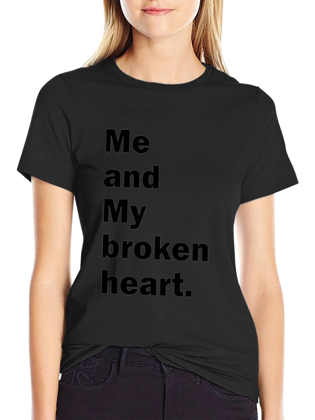 Broken Heart Graphic Black T-Shirt