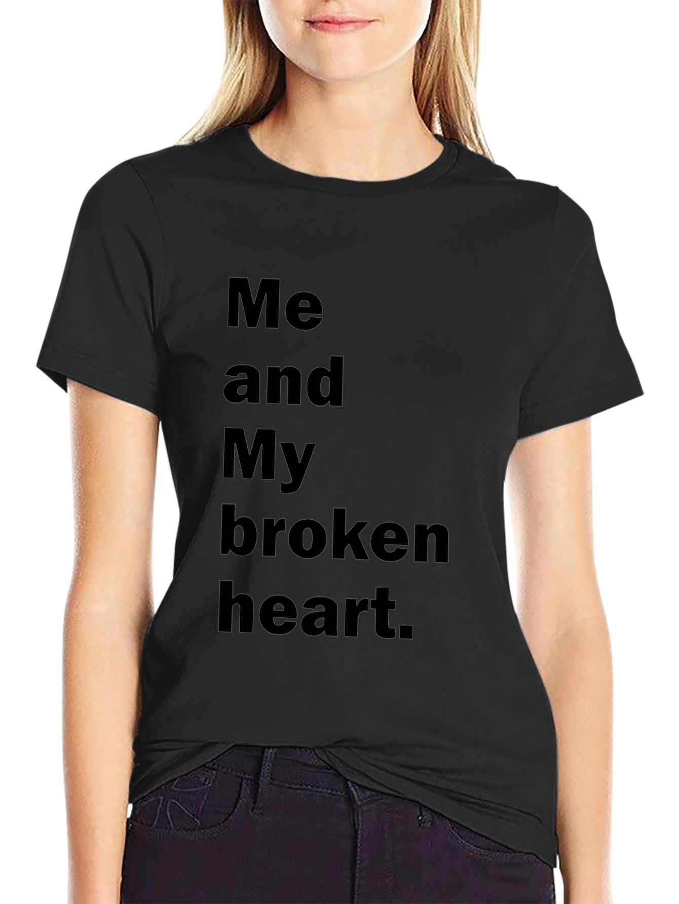 Broken Heart Graphic Black T-Shirt