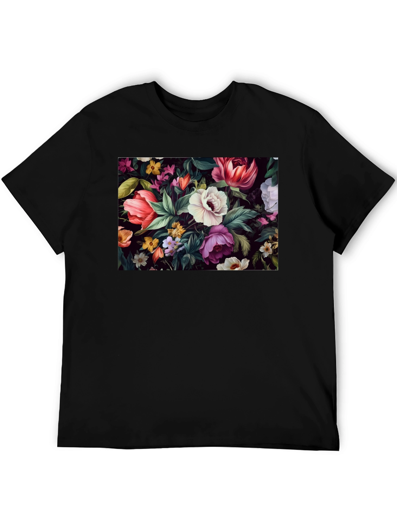 Floral Print Black T-Shirt