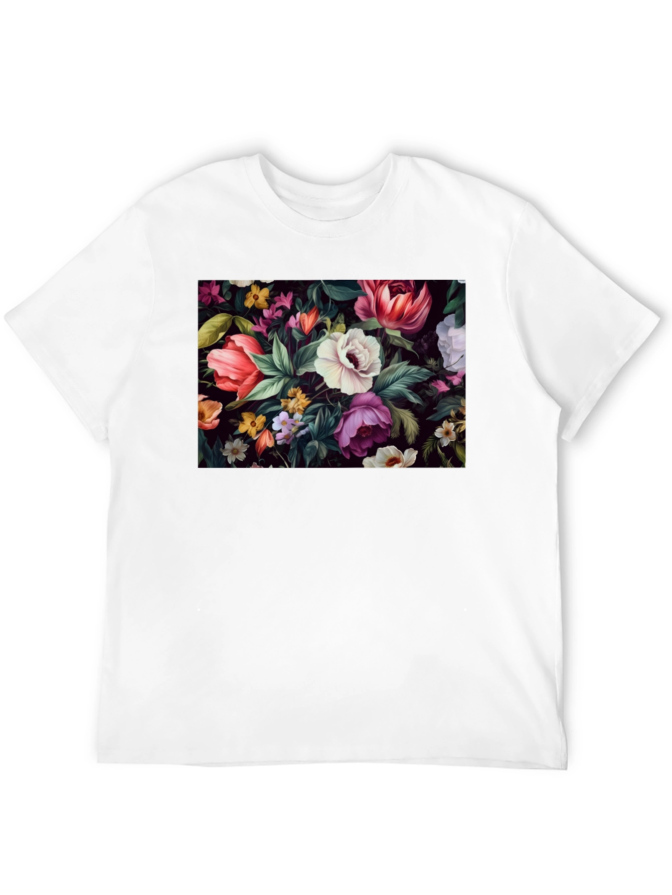 Floral Print Black T-Shirt