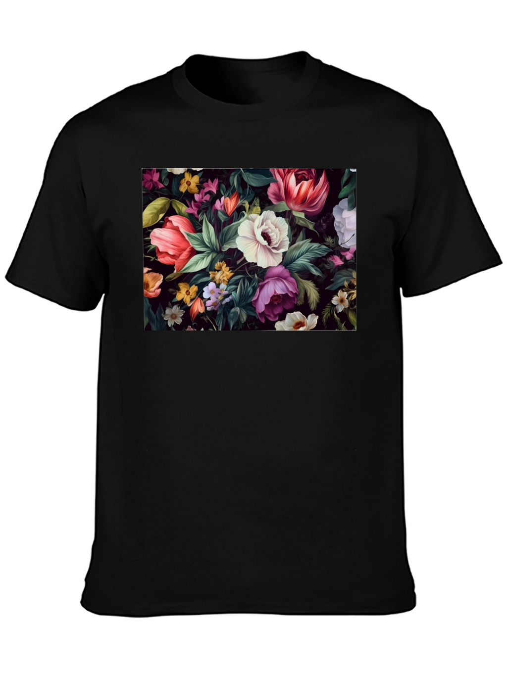 Floral Print Black T-Shirt
