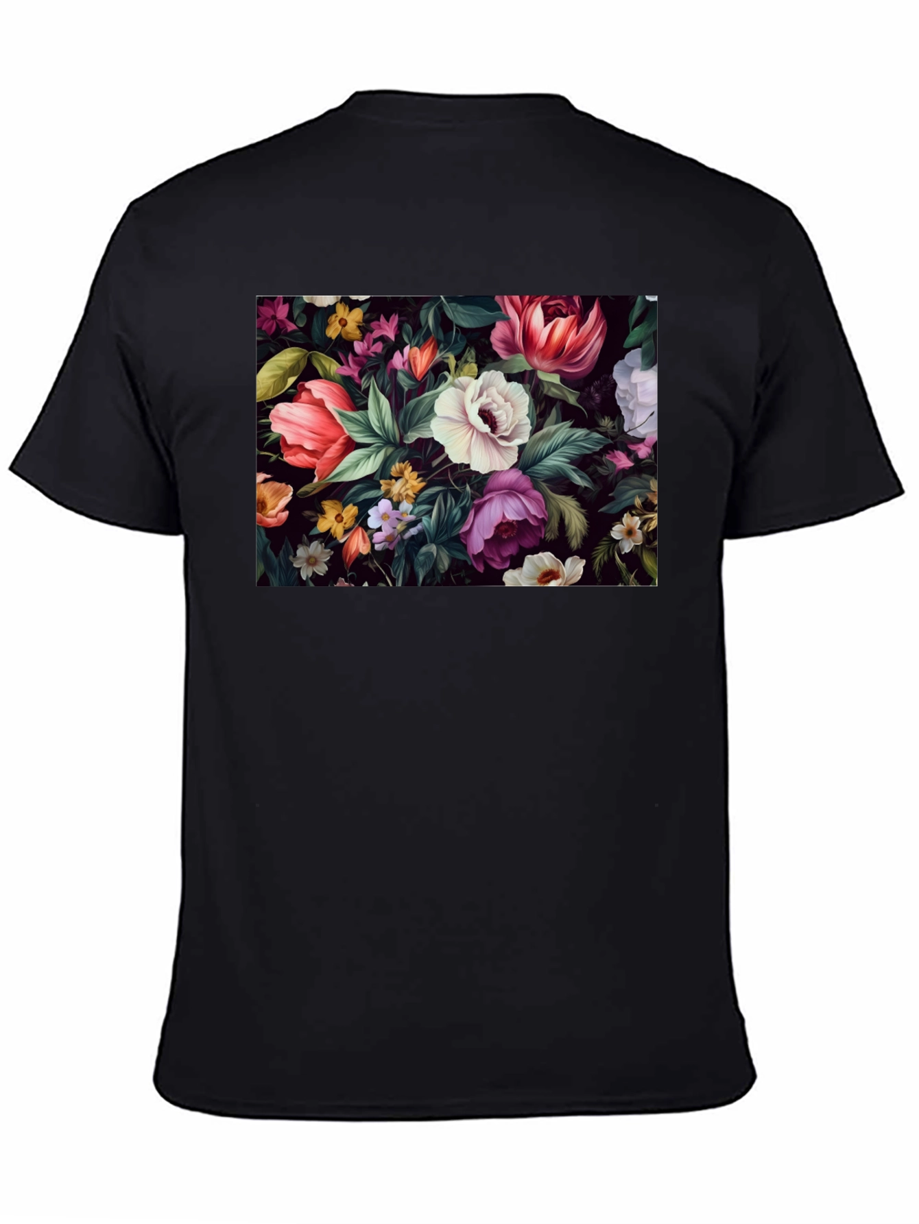 Floral Print Black T-Shirt