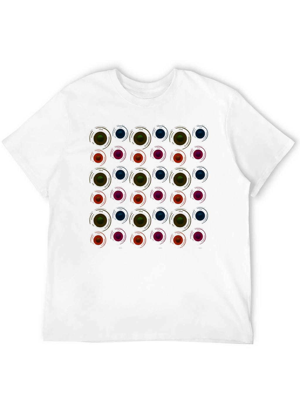 Retro Circle Pattern Black T-Shirt - Modern Graphic Tee