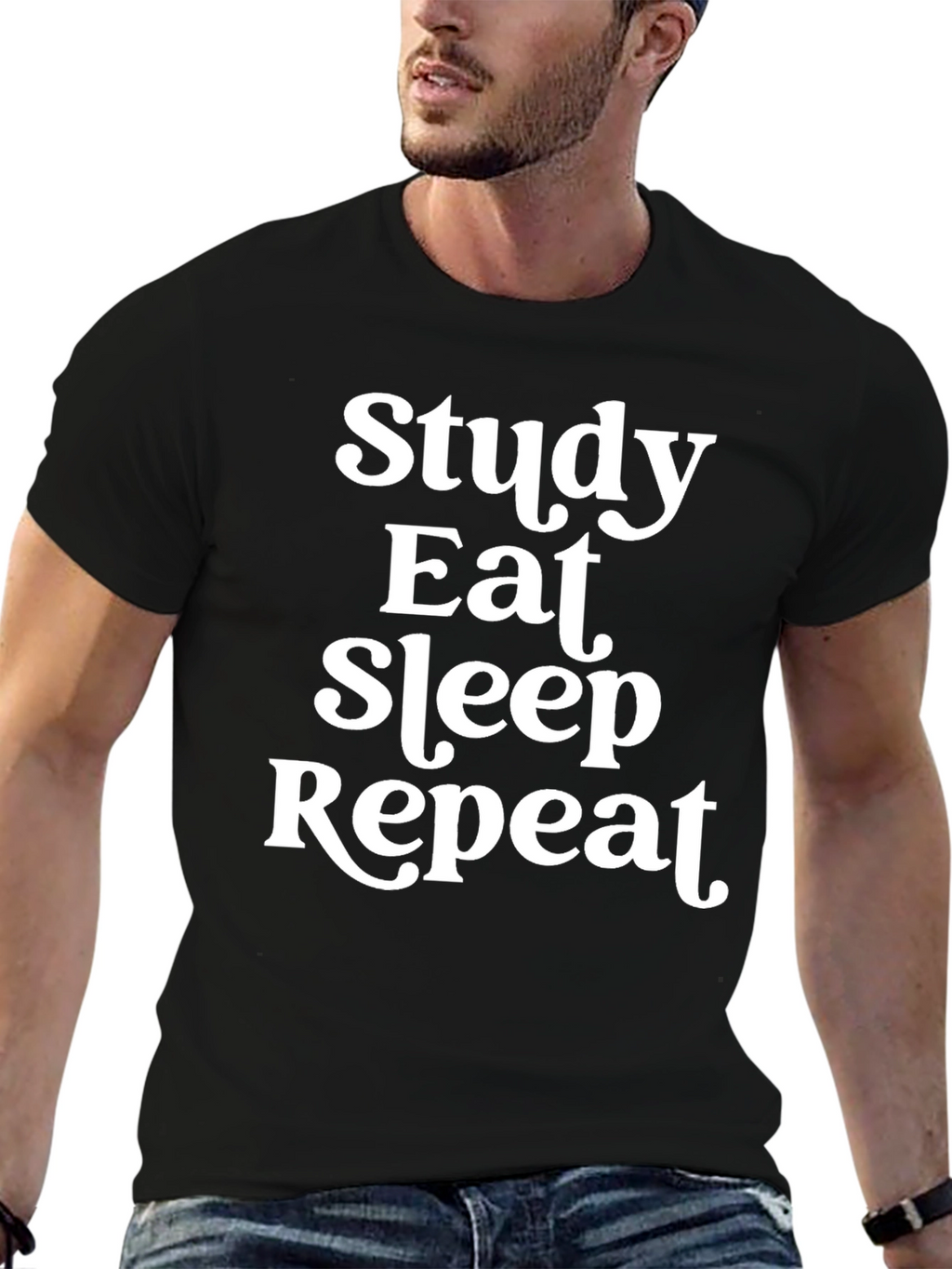 Study Eat Sleep Repeat T-Shirt Funny Slogan Tee