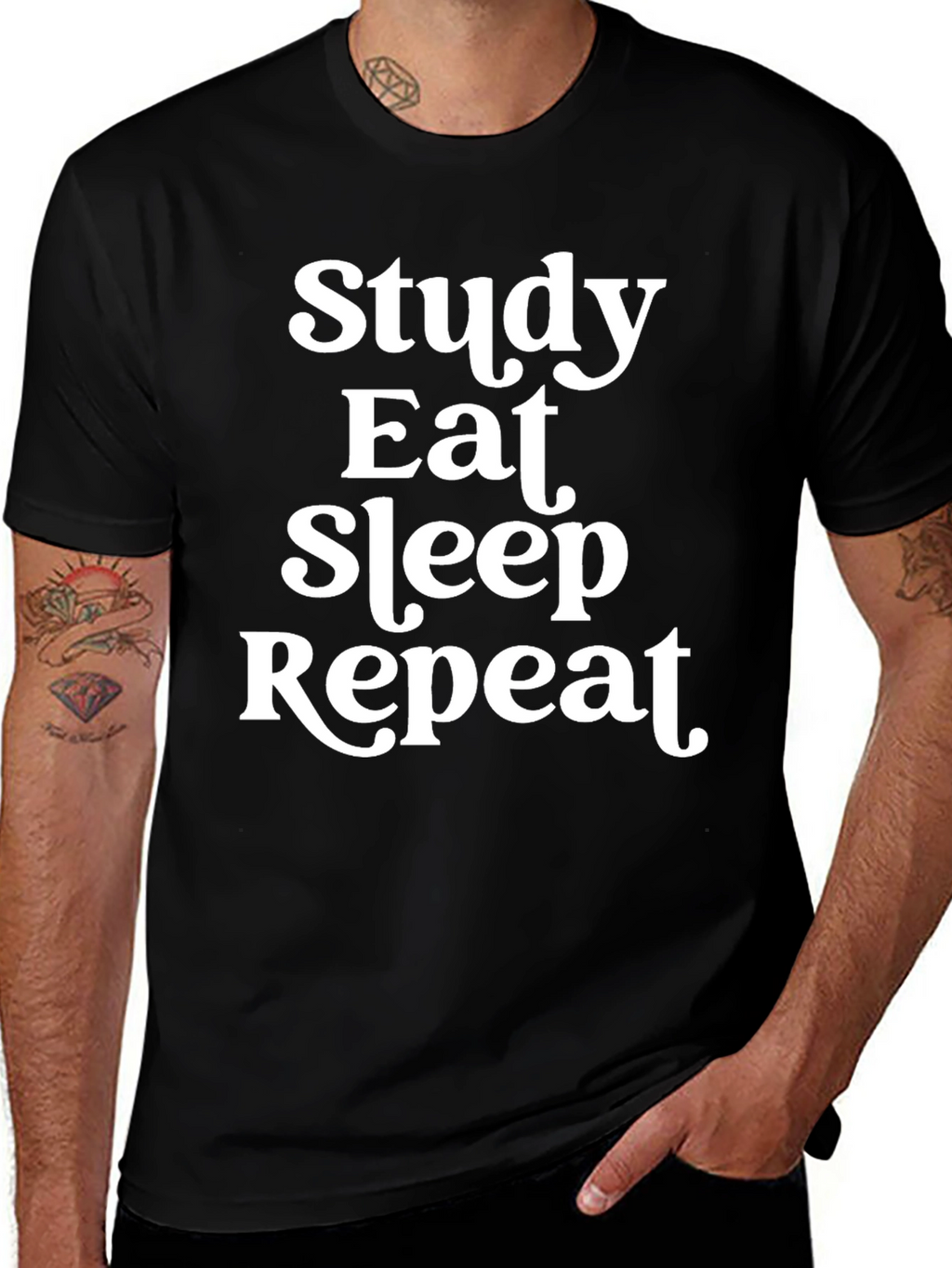 Study Eat Sleep Repeat T-Shirt Funny Slogan Tee