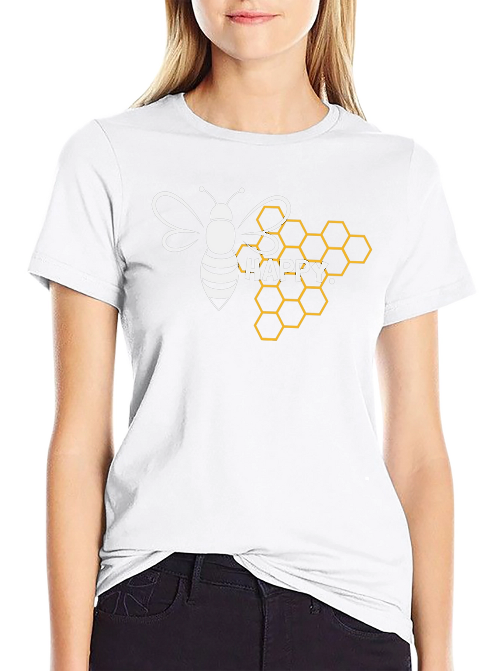 Happy Bee Honeycomb Graphic T-Shirt